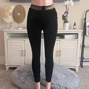 Vibe W/U Velvet Leggings w/ gold trim waistband.  Great Fit & Stretch!